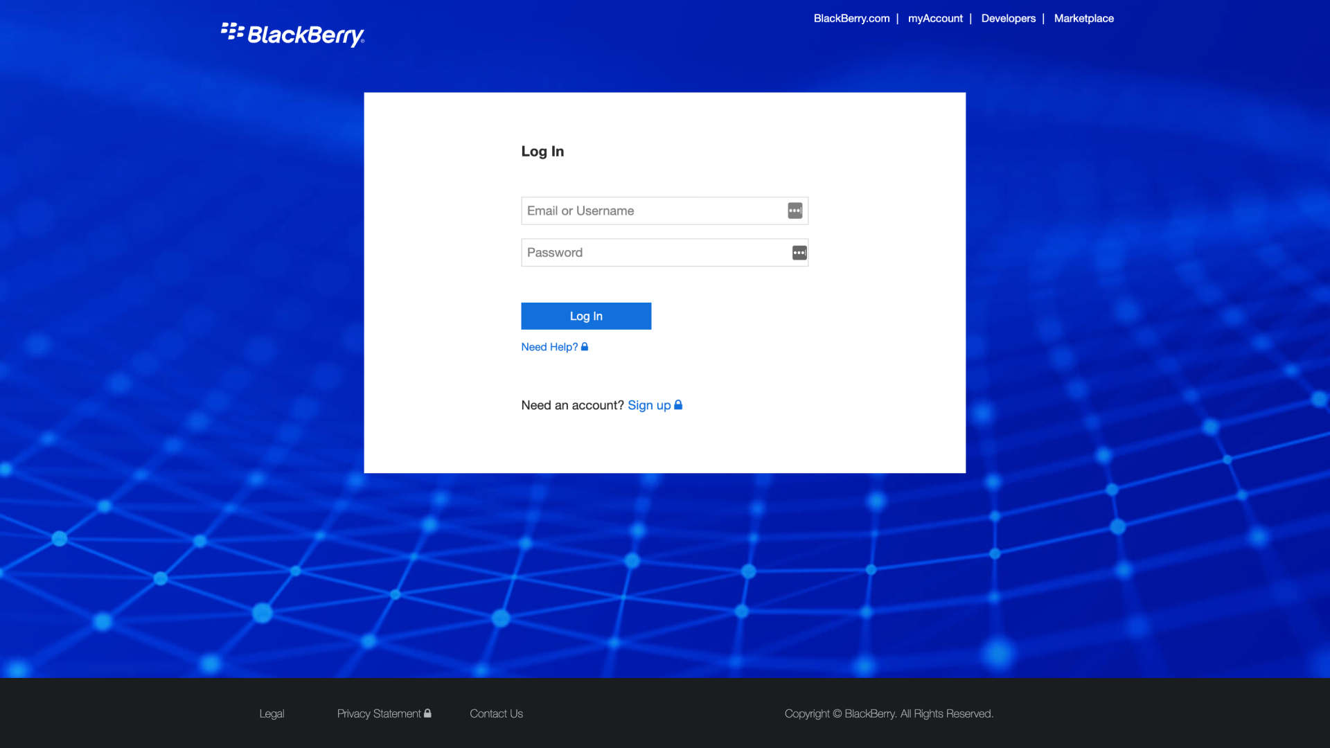 Pantalla de inicio de sesión de myAccount